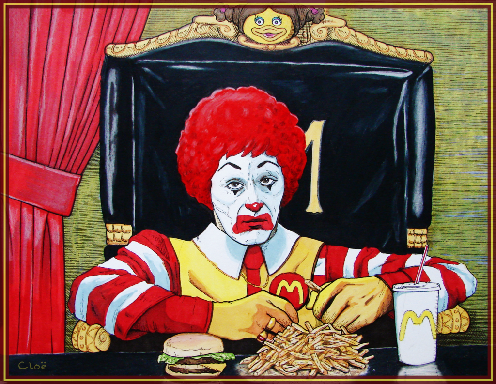 Ronald McDonald as Scarface.